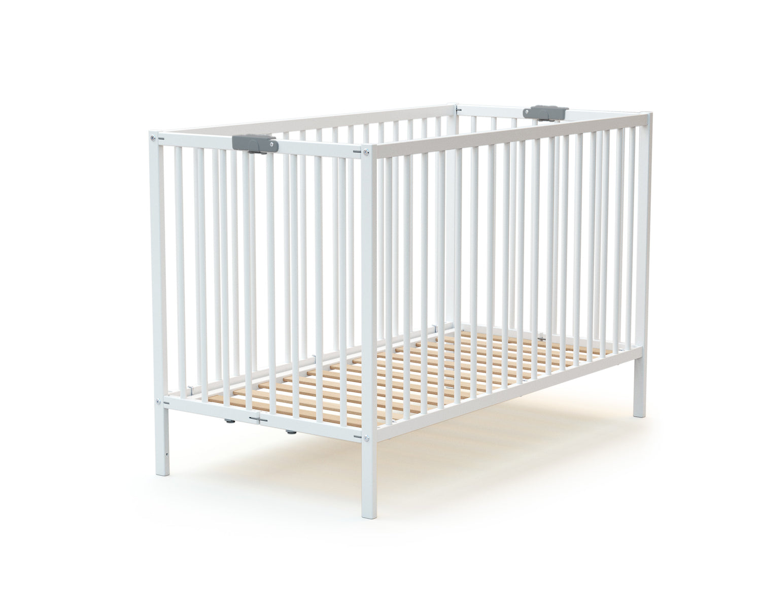 WEBABY Lit bébé pliant en bois 60x120 cm (Matelas Inclus)