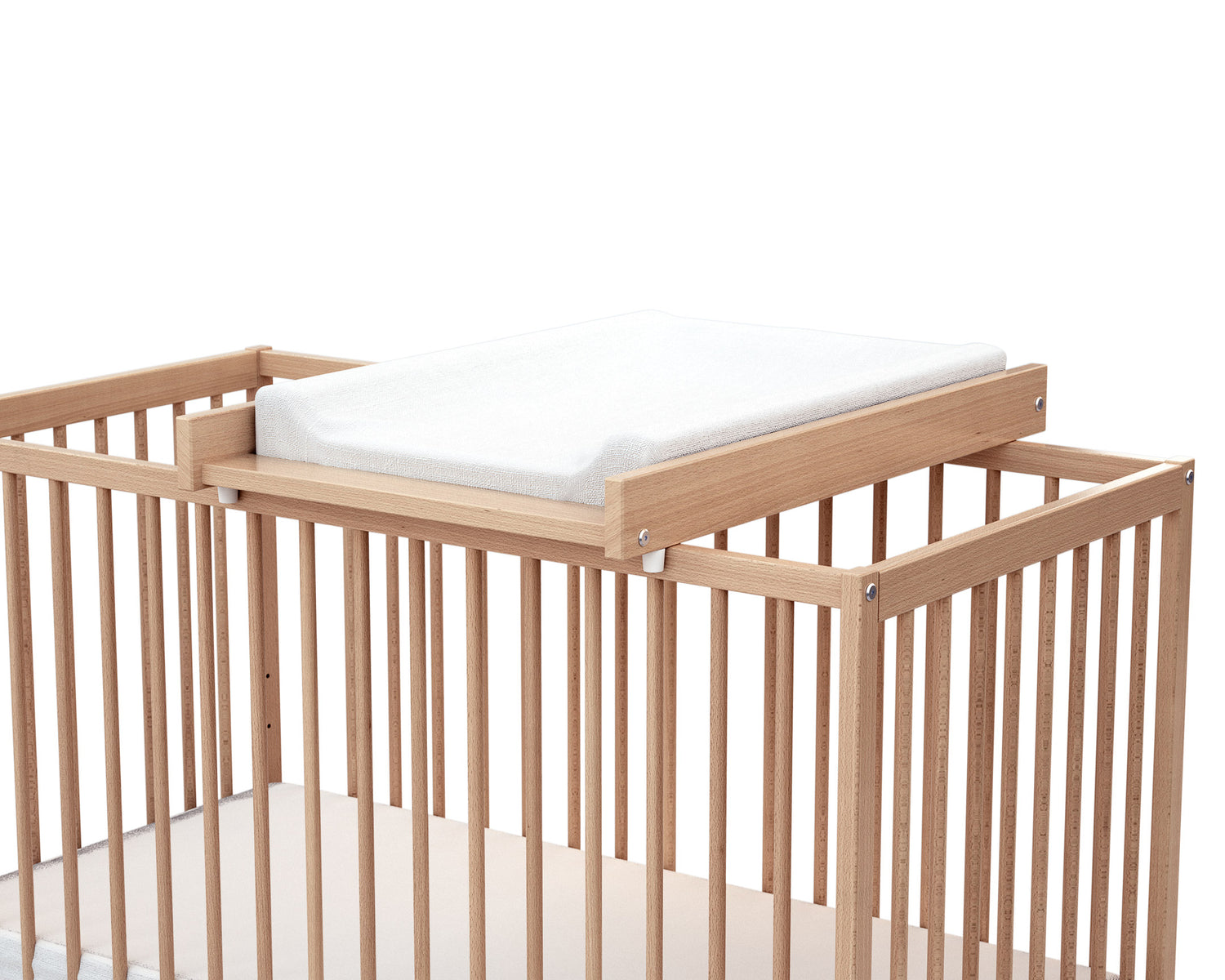 AT4 -  Plan à langer amovible avec matelas pour lit bébé en bois ESSENTIEL Hêtre Verni