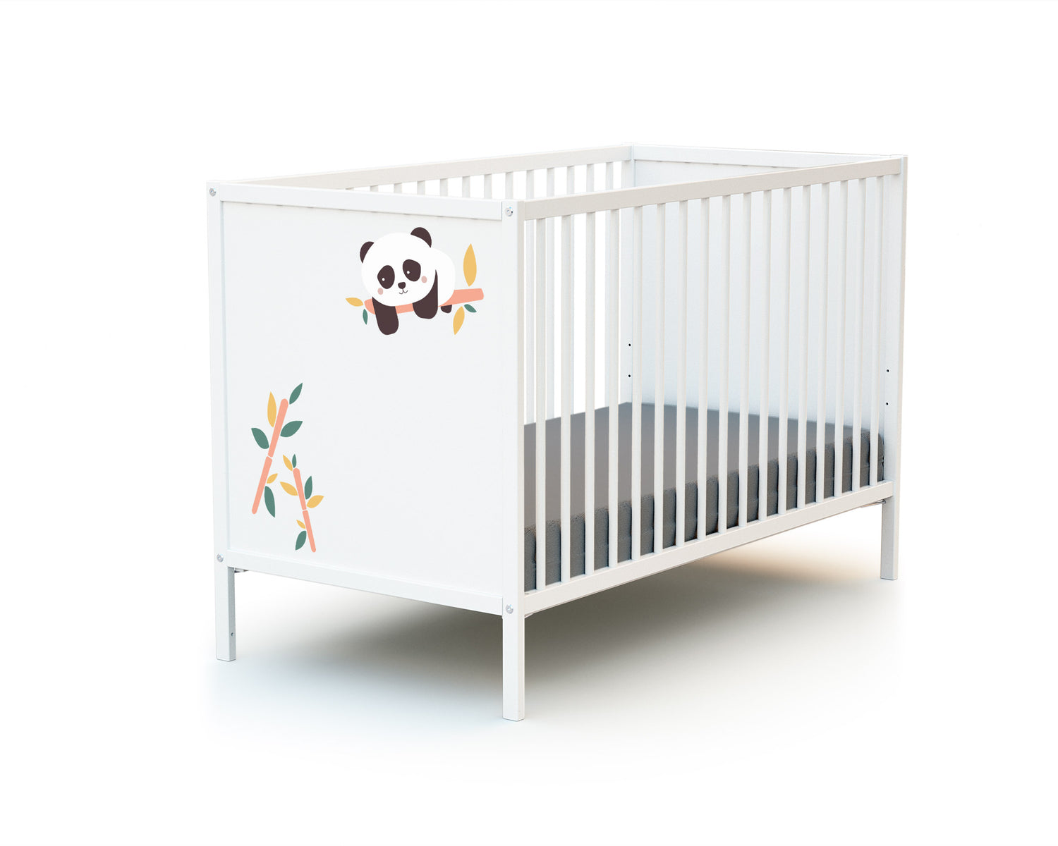 WEBABY -  Lit bébé en bois Panda Blanc 60 x 120 cm