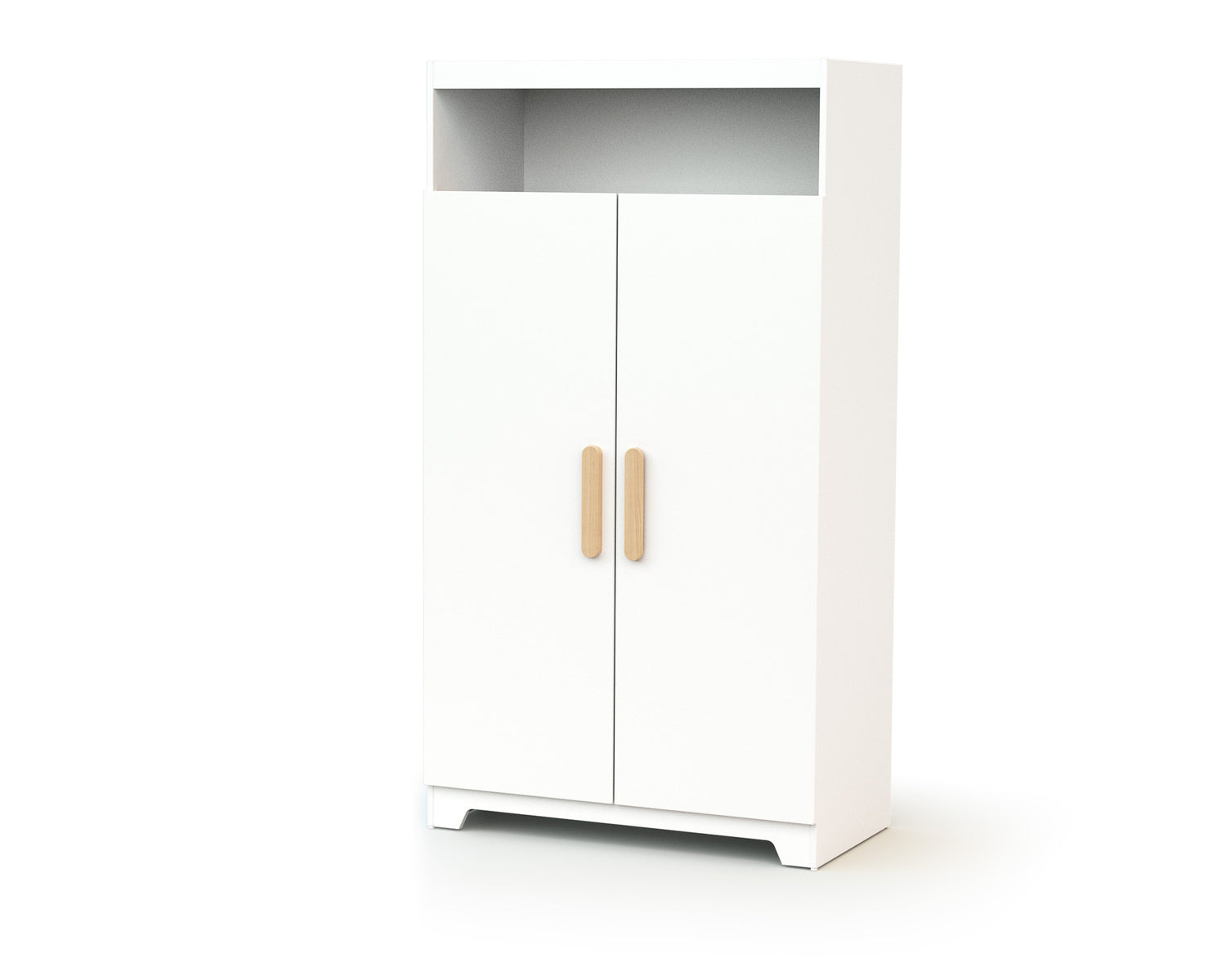 Armoire enfant 2 portes en bois  Blanc et Hêtre Verni 96 x 51 x 176 cm