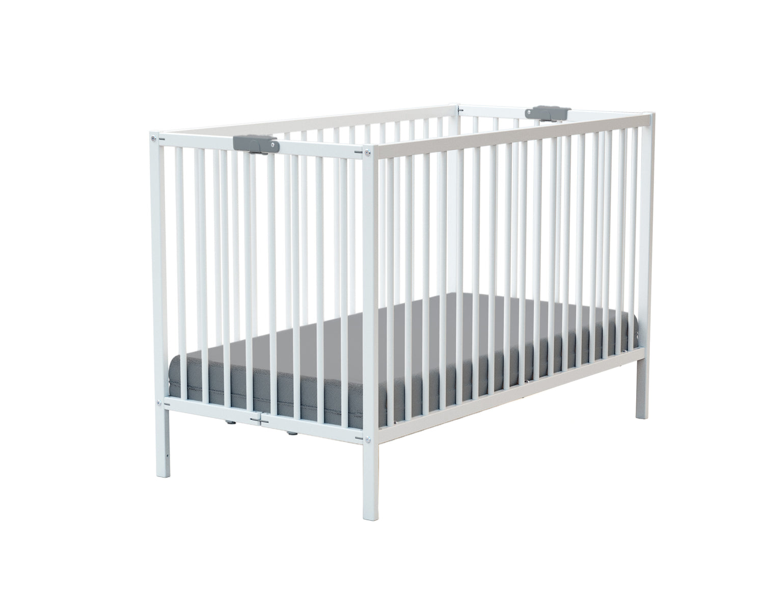 WEBABY Lit bébé pliant en bois 60x120 cm (Matelas Inclus)