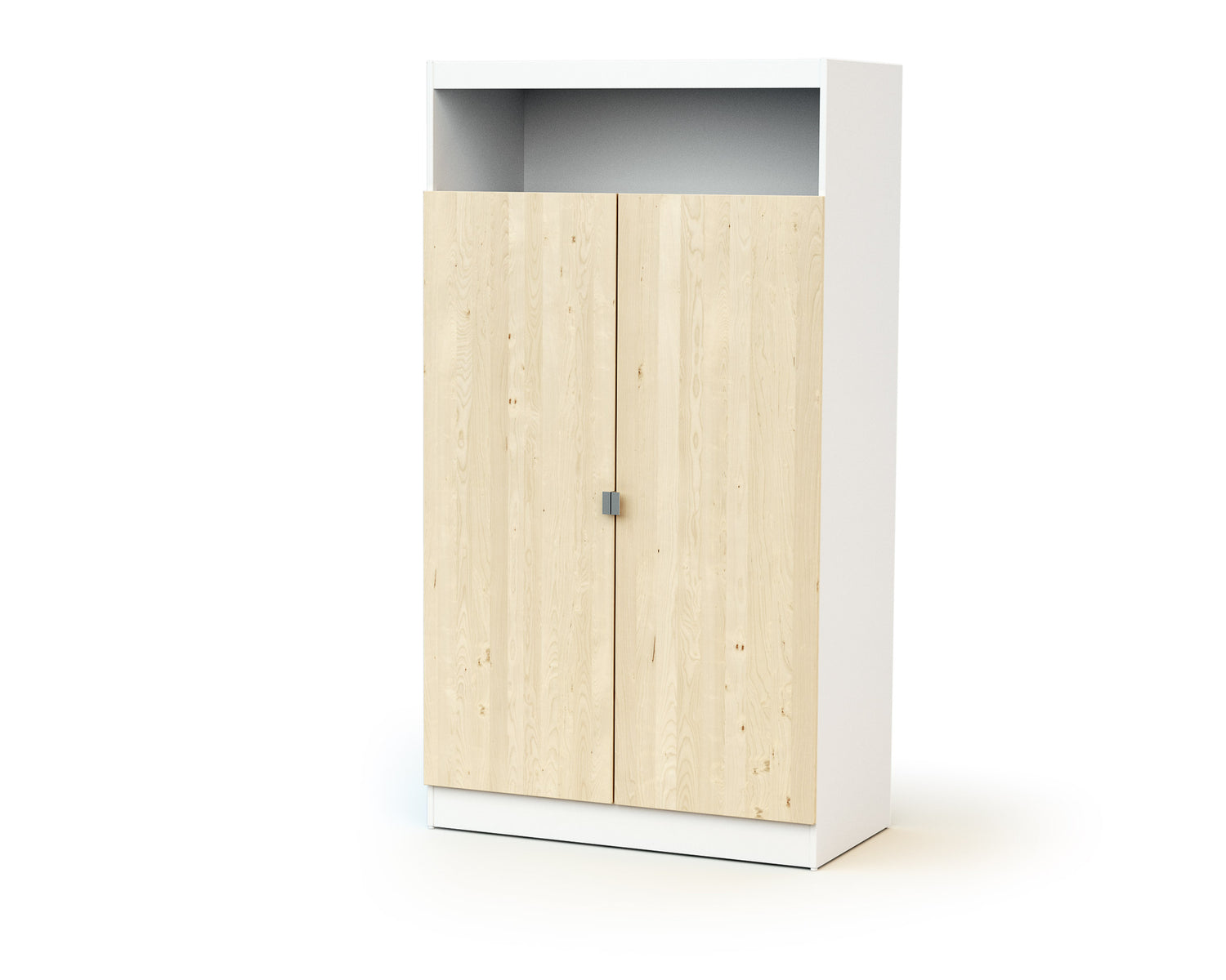 AT4 -  Armoire enfant 2 portes en bois CARNAVAL Blanc et Bouleau 96 x 50 x 176 cm