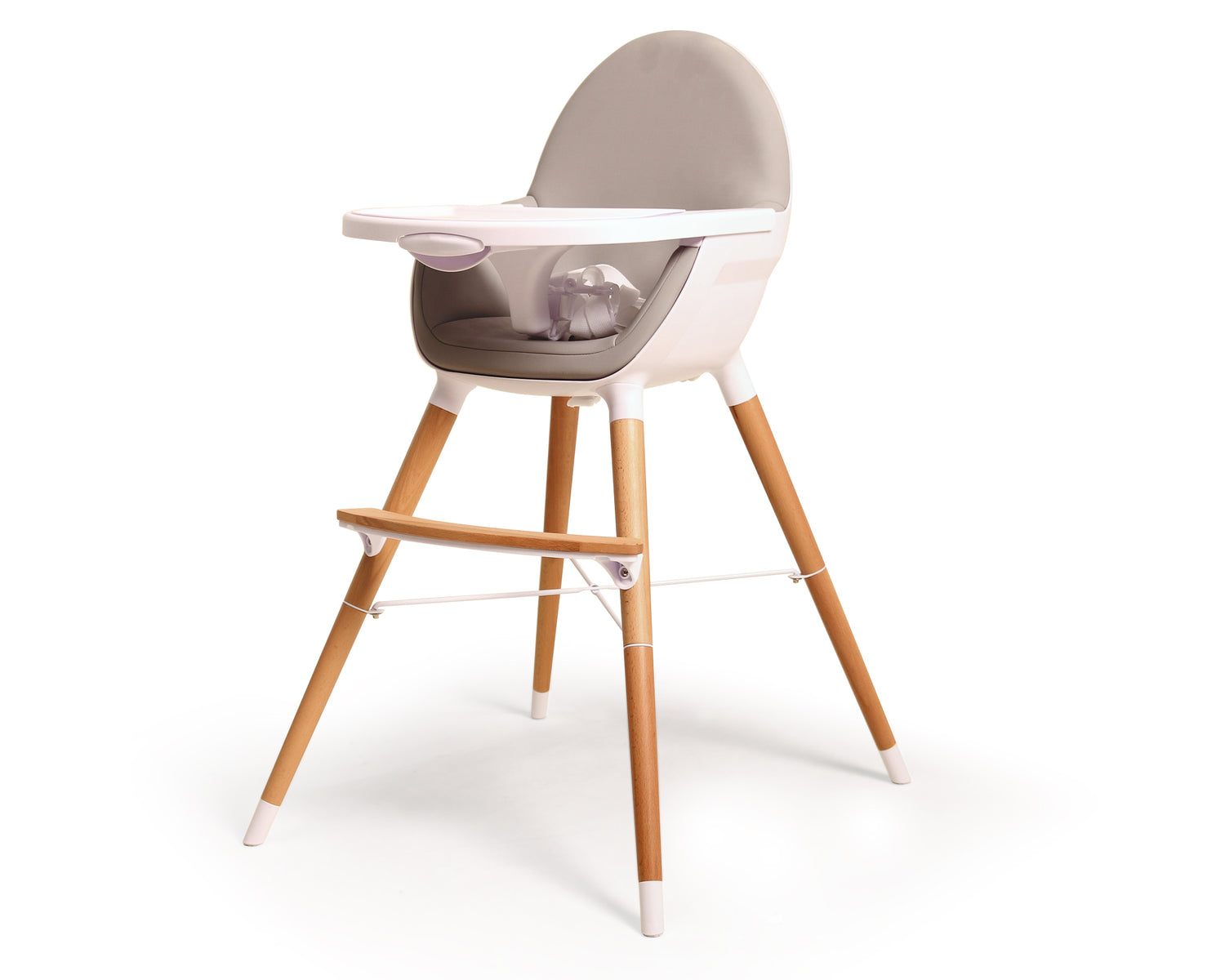 WEBABY -  Chaise haute bébé évolutive Blanc et Gris