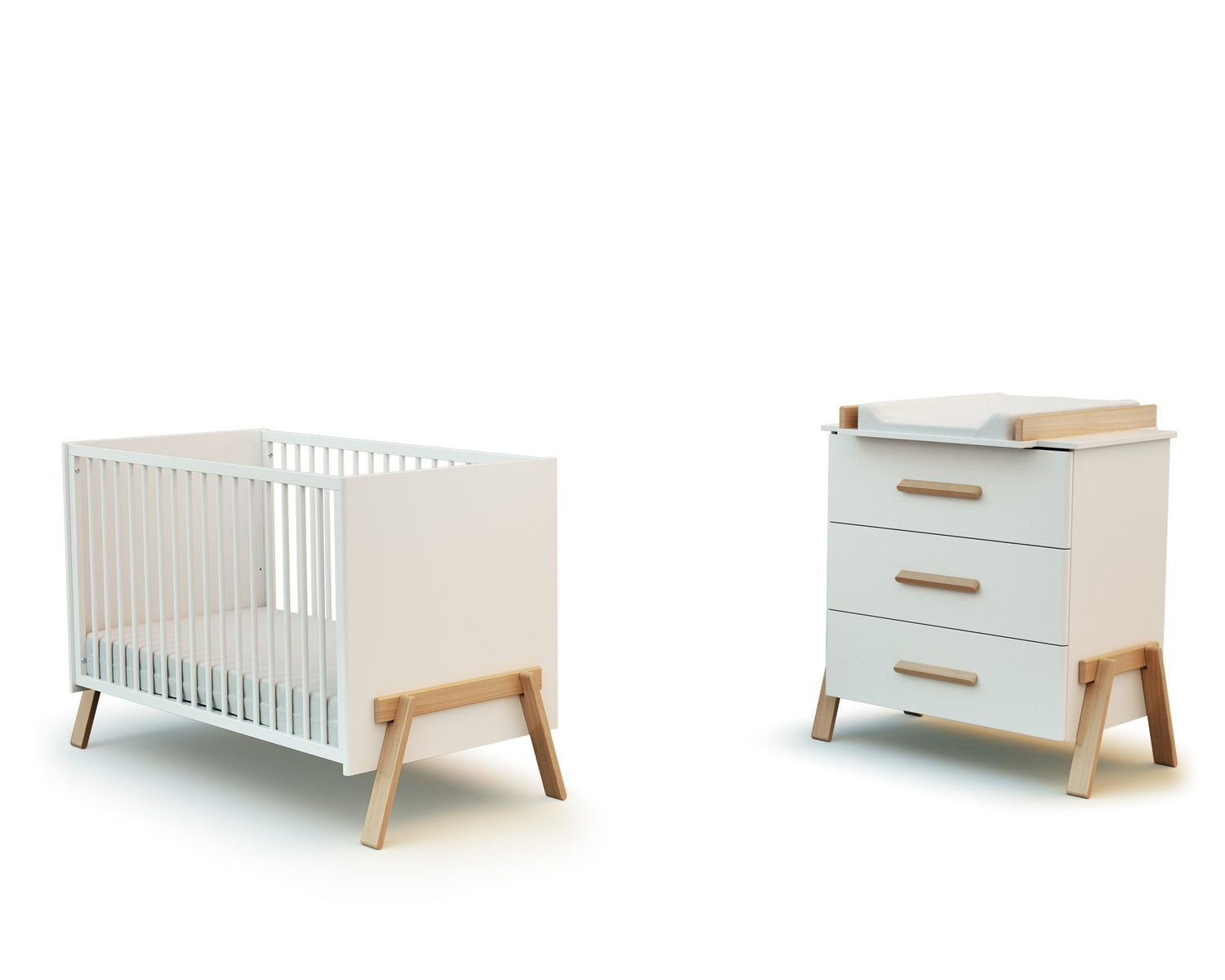 AT4 -  Duo Lit Bébé et Commode en bois CANAILLE