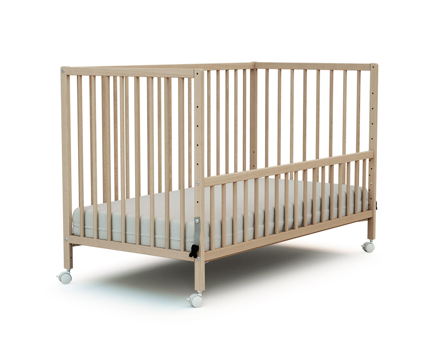 WEBABY - Lit bébé cododo en bois Hêtre Brut 60 x 120 cm