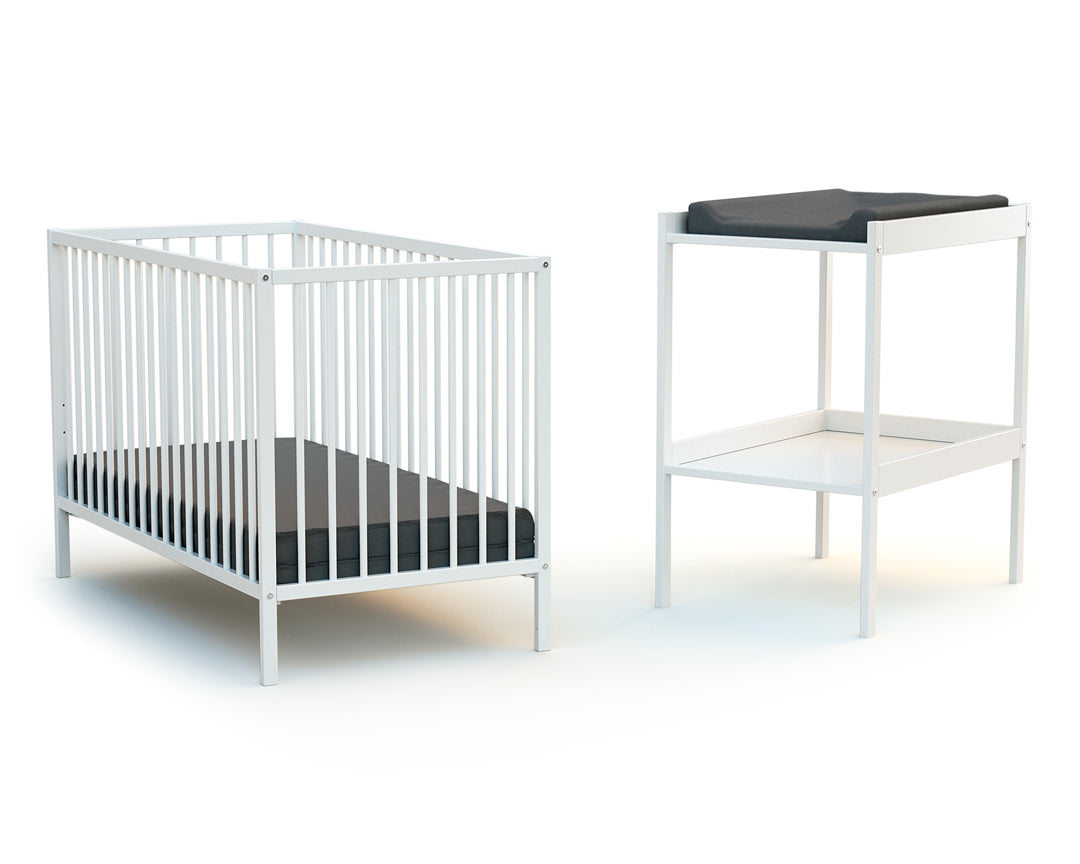 WEBABY -  Chambre bébé lit et table à langer en bois Blanc