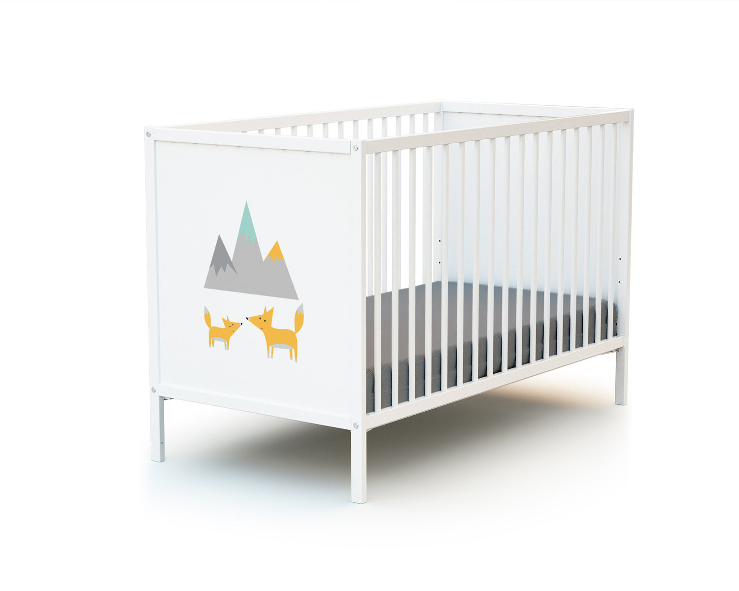 WEBABY -  Lit bébé en bois Renard Blanc 60 x 120 cm