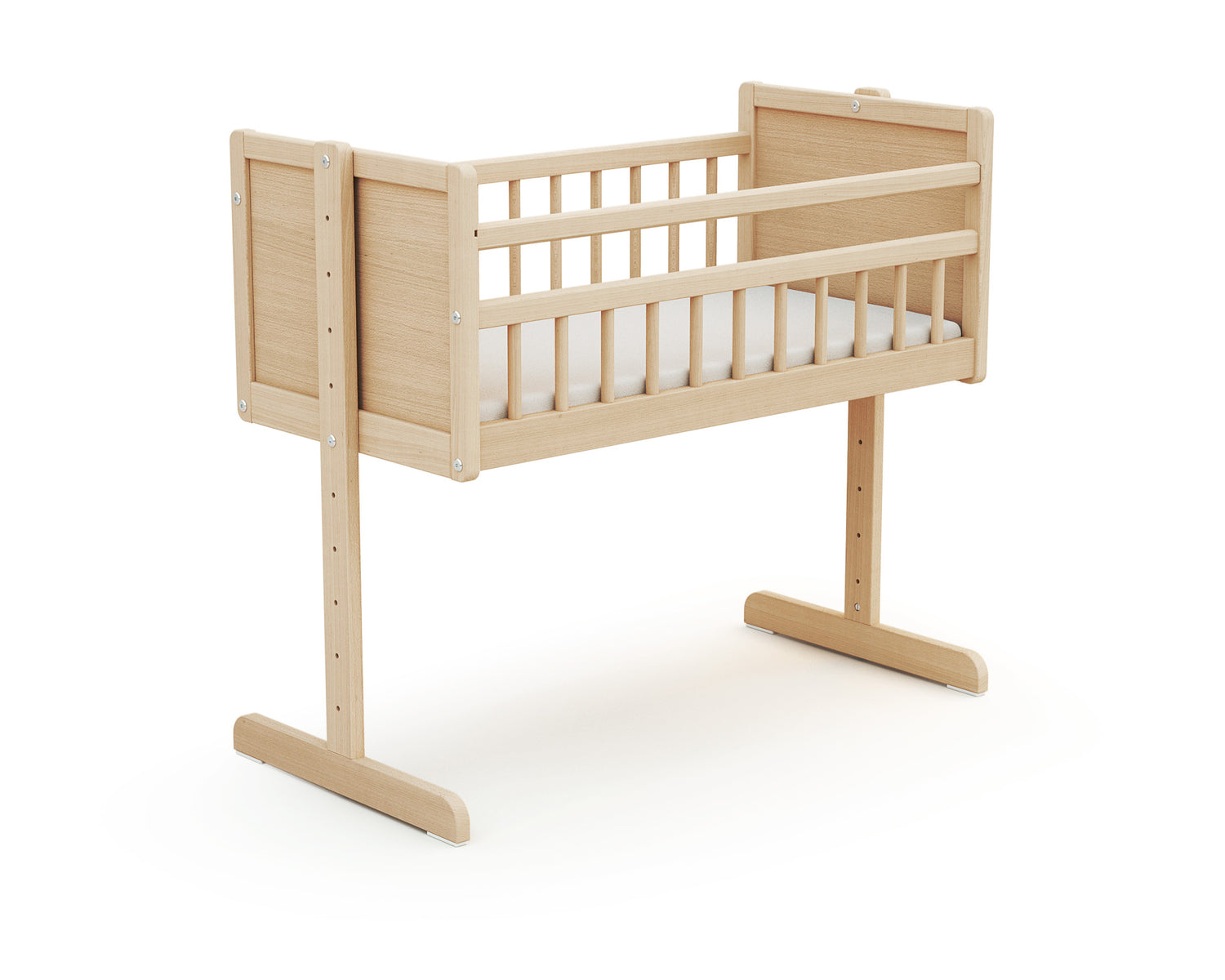 WEBABY - Berceau cododo en bois avec matelas Hêtre brut 40 x 80 cm